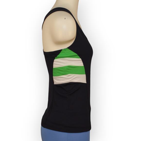 BOAST USA Womens Active Cross Tank Small Navy Green White Stretch Bra - Picture 4 of 9